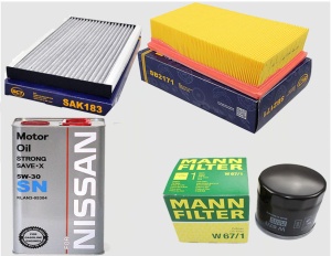 Zestaw filtrów Nissan X-Trail (T31) 2,0 07/13 +olej 5w30