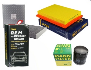 Zestaw filtrów Renault Koleos 2.5 + OLEJ