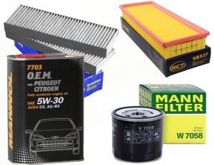 Zestaw filtrów Peugeot 5008 1,2 od 2016 +OLEJ
