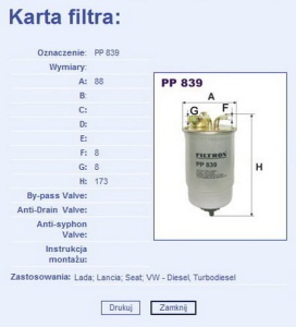 Filtr paliwa PP839#HP102732 (1388798)