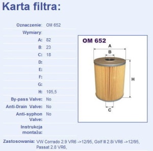 Filtr oleju VW OM652 (1389712)