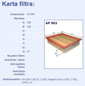 Filtr powietrza AP063 (1389800)