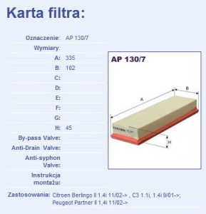 Filtr powietrza CITROEN  AP130/7 (1389832)