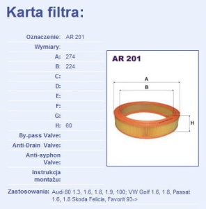 Filtr powietrza AR201 (1389824)