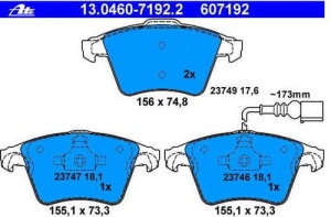 Klocek hamulcowy kpl.przód VW Transporter V5 GDB1555# 13.0460-7192.2 (1390283)