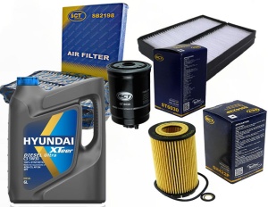 Zestaw filtrów Hyundai Santa Fe 2,0 crdi 01/06+olej