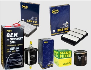 Zestaw filtrów Chevrolet Lacetti 1.4 1.6 1.8 + olej 5w30