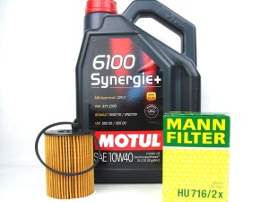 MOTUL 6100 SYNERGIE 10W40 5L+Mann Filter HU716/2x