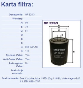 Filtr oleju OP526/3 (1388796)