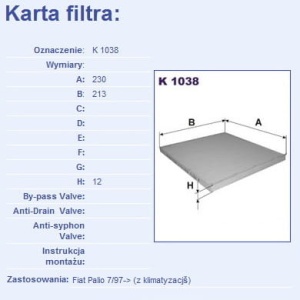 Filtr kabiny K1038 (1389625)