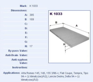 Filtr kabiny K1033, NC2500 (1389622)