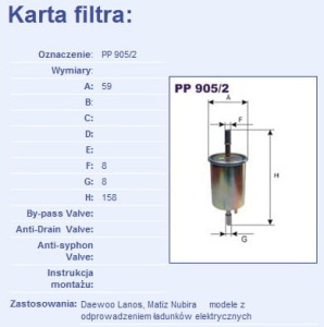 Filtr paliwa Daewoo PP905/2#FC-W01S (1389737)