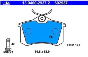Klocki ham.tyl PEUGEOT 307 (01-) 13.0460-2823.2#GDB1121#13.0460-2937.2#GDB1267 (1390330)