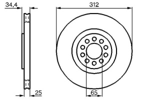 Tarcza hamulcowa P AUDI TT, GOLFIV 2.3 V5, SEAT LEON, TOLEDO 2.3 V5 DF4064#2401250123.#6040360#24032501231 (1394409)