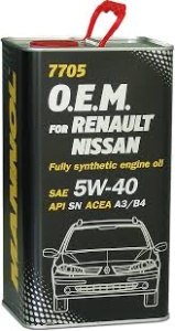 OLEJ MANNOL OEM 5w40 Renault Nissan 4L